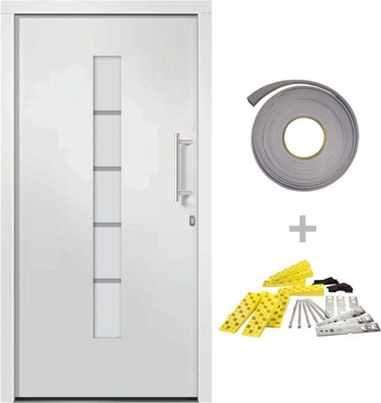 vidaXL Voordeur 100x200 cm aluminium en PVC wit