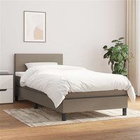 vidaXL Sommier à Lattes de Lit avec Matelas, Lit Rembourré, Lit Simple, Lit Adulte de Chambre à Coucher Intérieur, Moderne, Taupe 100x200 cm Tissu