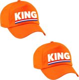 Bellatio Decorations 4x stuks king pet / cap oranje - Koningsdag/ EK/ WK - Holland supporter petje / baseball cap