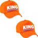Bellatio Decorations 4x stuks king pet / cap oranje - Koningsdag/ EK/ WK - Holland supporter petje / baseball cap