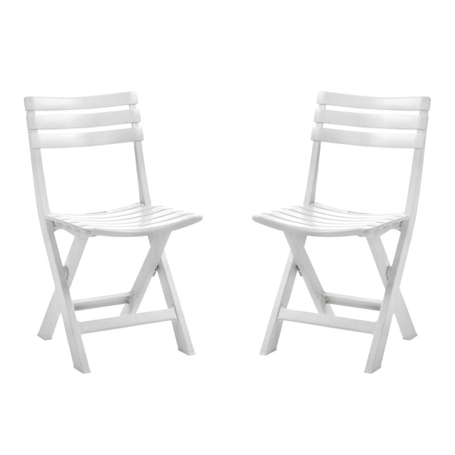 Set van 2x witte kunststof klapstoelen voor binnen en buiten - bruiloft of feest