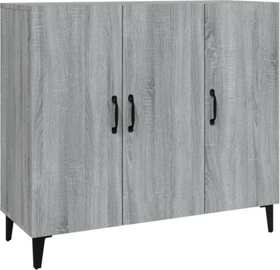 VidaXL Dressoir 90x34x80 cm Bewerkt Hout Grijs Sonoma Eikenkleurig