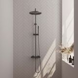 Brauer Gunmetal Edition Opbouw Thermostatische Regendoucheset - Hoofddouche 30 cm - Staafhanddouche - Doucheslang - Gunmetal Geborsteld Pvd