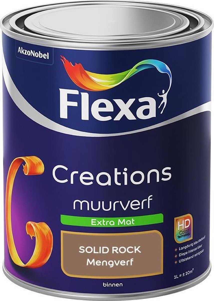FLEXA Creations Muurverf - Extra Mat - Solid Rock - 1 liter