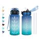 Drinkfles KollyKolla Drinkfles voor kinderen, 500 ml, drinkfles met tijdweergave, licht en eenvoudig vast te houden, herbruikbaar en gemakkelijk te reinigen, kinderfles met rietje, voor sportschool, hardlopen, yoga