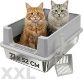 PRIORPET Terona B.V. Kattenbak RVS XXL Groot – Roestvrij staal – 71×52×30 cm