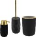 Diamond Set d'accessoires pour toilettes - brosse WC/poubelle et distributeur de savon - noir - plastique