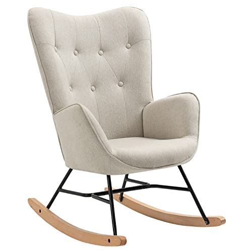 MEUBLE COSY Schommelstoel - Beige - Hout - 66x84x97 cm