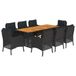 vidaXL 9-delige tuinset poly rattan zwart
