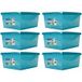Lot De 6 Boîtes De Rangement 18l Avec Couvercle Clipsé - Bleu Canard Acidulé - Origine France