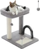 Merkloos / Sans marque Wan GmbH Kleine 51 cm krabpaal met sisal krabpad en speelbal - pluche hol voor kittens in grijs