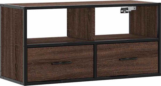 vidaXL Tv-meubel 80x31x39,5 cm bewerkt hout metaal bruin eikenkleurig