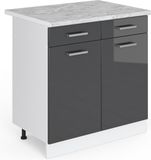 Vicco R-Line meuble bas universel – 80 cm avec tiroirs et portes, avec plan de travail Anthracite Laqué brillant