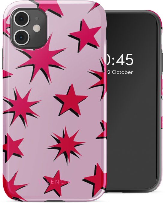 Selencia Hoesje - Geschikt voor Apple iPhone 11 - Backcover - Stars Rubine Red Light Pink