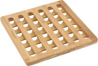 Merkloos Pannenonderzetter - 2x - bamboe hout - L20 x B20 x H1 cm - hittebestendig