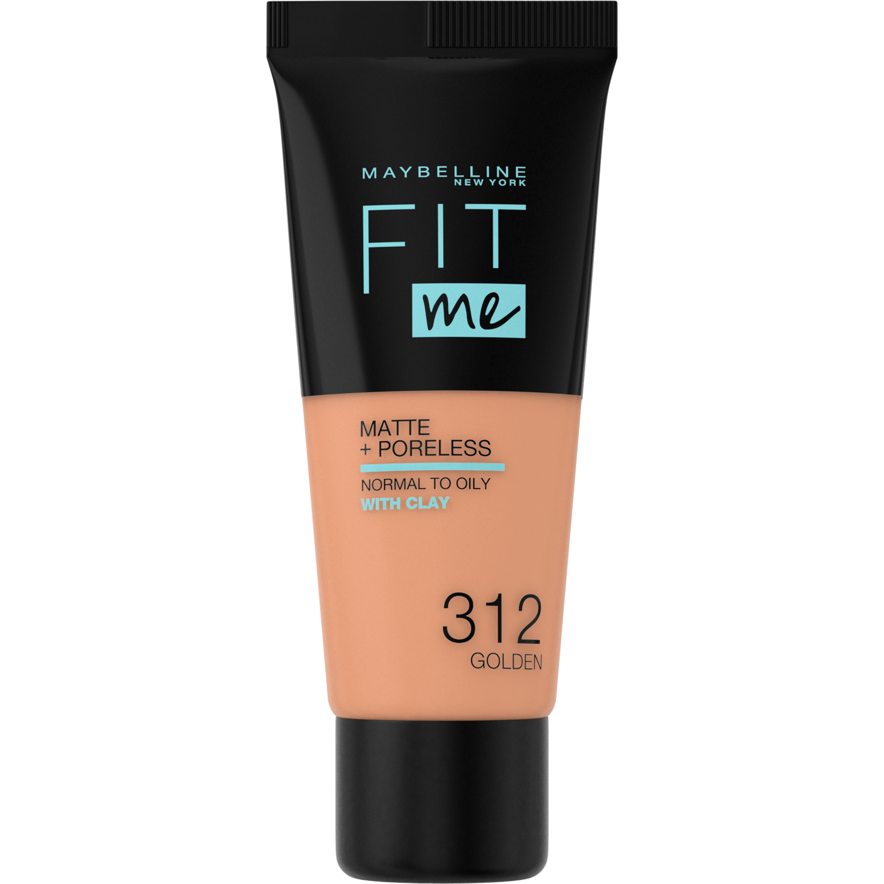 Maybelline Fit Me Matte & Poreless Foundation 312 Golden – medium dekkende foundation voor normale tot vette huid met matte finish – foundations op waterbasis die zichtbaar poriën verkleinen - 30 ml