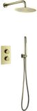 BES LED Inbouw Thermostatische Regendoucheset - Leoni - Regendouchekop 25 cm - Geborsteld Goud - PVD Coating