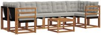 vidaXL - Hoek loungeset - 7 zitplaatsen - Acacia hout - Naturel en lichtgrijs