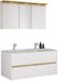 VCM meuble double vasque Cosila avec double vasque en céramique – meuble de salle de bain H. 51 x L. 111 x P. 51 cm avec 2 tiroirs à fermeture douce, meuble miroir avec éclairage et prise, ensemble de plan de toilette Cosila-I