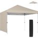 Tonnelle Pliante Pop-up 3x3 m avec Paroi Latérale, Structure Métallique et Tissu Oxford Beige, Idéal pour Jardin, Camping et Événements Extérieurs.