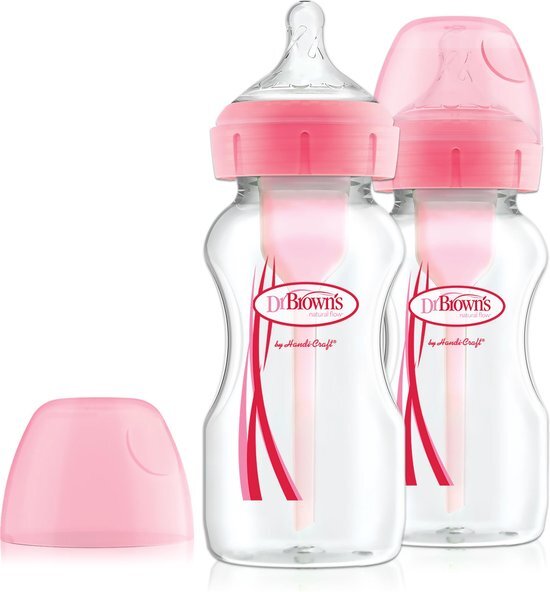 Dr. Browns Options+ Anti-Colic Brede Halsfles Roze Duo roze