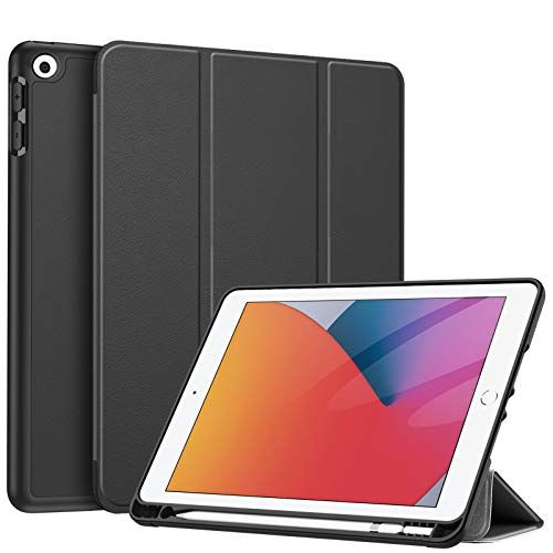Fintie Hoes voor iPad 10.2 inch 9e Generatie 2021/8e Gen 2020/7e Gen 2019 met Pencil Houder, Zwart