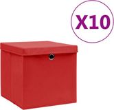 vidaXL Opbergboxen met deksel 10 st 28x28x28 cm rood