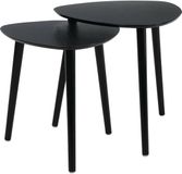 Home & Styling Bijzettafeltjes - set 2x stuks Ancona - zwart - D40 x H41 cm/D45 x H45 cm - dennenhout