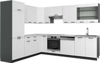 Vicco Hoekkeuken Fame-Line, Wit Landhuis/Antraciet, 287 x 227 cm, WB Marmer