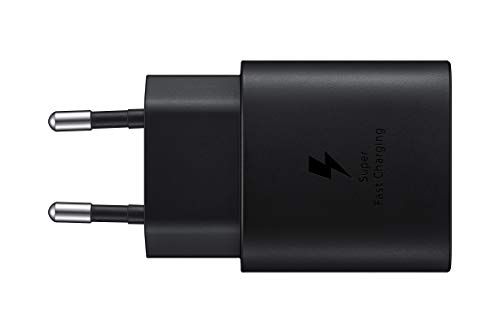 Samsung USB-C-oplader, 25 W, ultrasnelle netadapter, USB C naar USB-adapter, Samsung snellader, originele oplader, zonder kabel, zwart