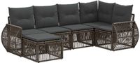 vidaXL Tuinbank Set 6-zits Poly Rattan Grijs/Donkergrijs