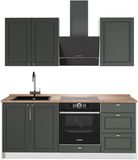 Vicco Eenpersoonskeuken Fame-Line, Groen-Goud Landhuis/Wit, 190 cm, WB Eik