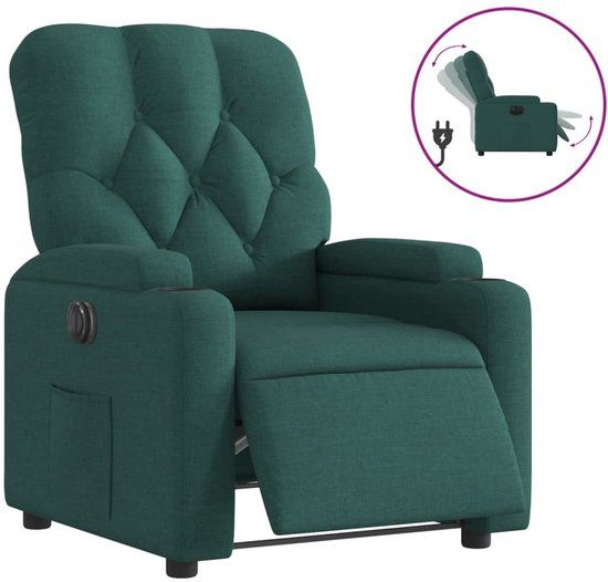 vidaXL Fauteuil - verstelbaar - elektrisch - stof - donkergroen