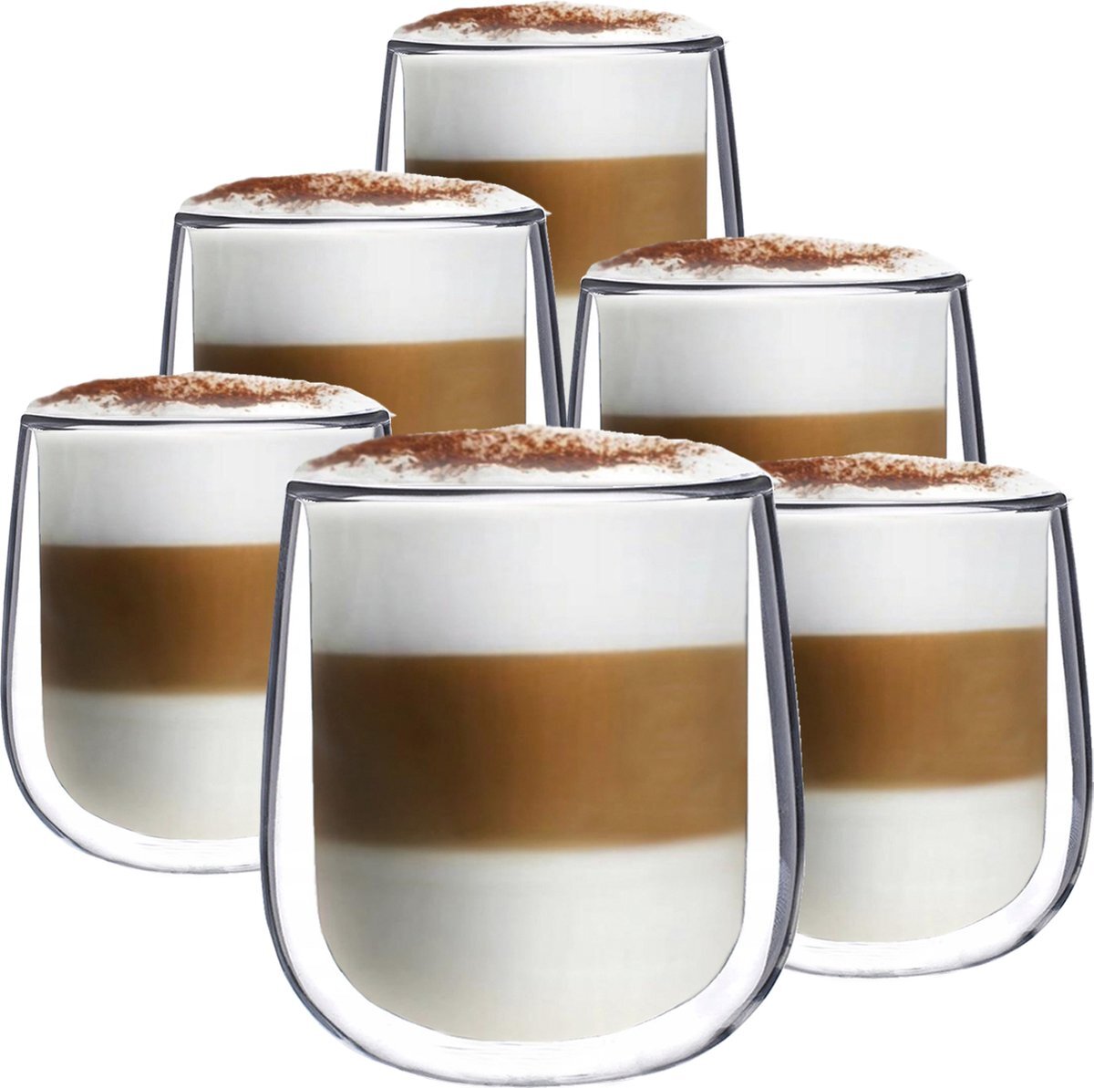 Altom Design Luxe Latte Macchiato Glazen Dubbelwandig - Dubbelwandige Koffieglazen - Cappuccino Glazen - Cappuccino Kop - Latte Glazen - Theeglas Dubbelwandig 350 ML - Set Van 6