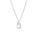 Lucardi Kinderen Ketting unicorn emaille - Echt Zilver - Ketting - Cadeau - 38 cm - Zilverkleurig