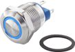 TRU COMPONENTS TC-7494660 TC-GQ12-AF-10E/J/B/12V/S Vandalismebestendige druktoets 48 V/DC 2 A 1x uit/(aan) Moment Blauw RVS