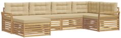 vidaXL Buiten bankenset 6 st Wit en Beige Polyester