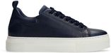 Manfield Dames Donkerblauwe Leren Sneakers Maat 43