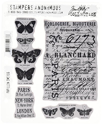 Tim Holtz 7 x 8,5 cm Kleefrubber Stempel Set Papillon