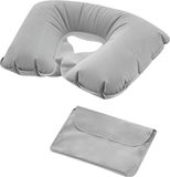 Merkloos / Sans marque Inspirion Gmbh Opblaasbaar nekkussen - grijs - pvc - 35 x 23 x 9 cm - vliegtuig/trein/auto - op vakantie