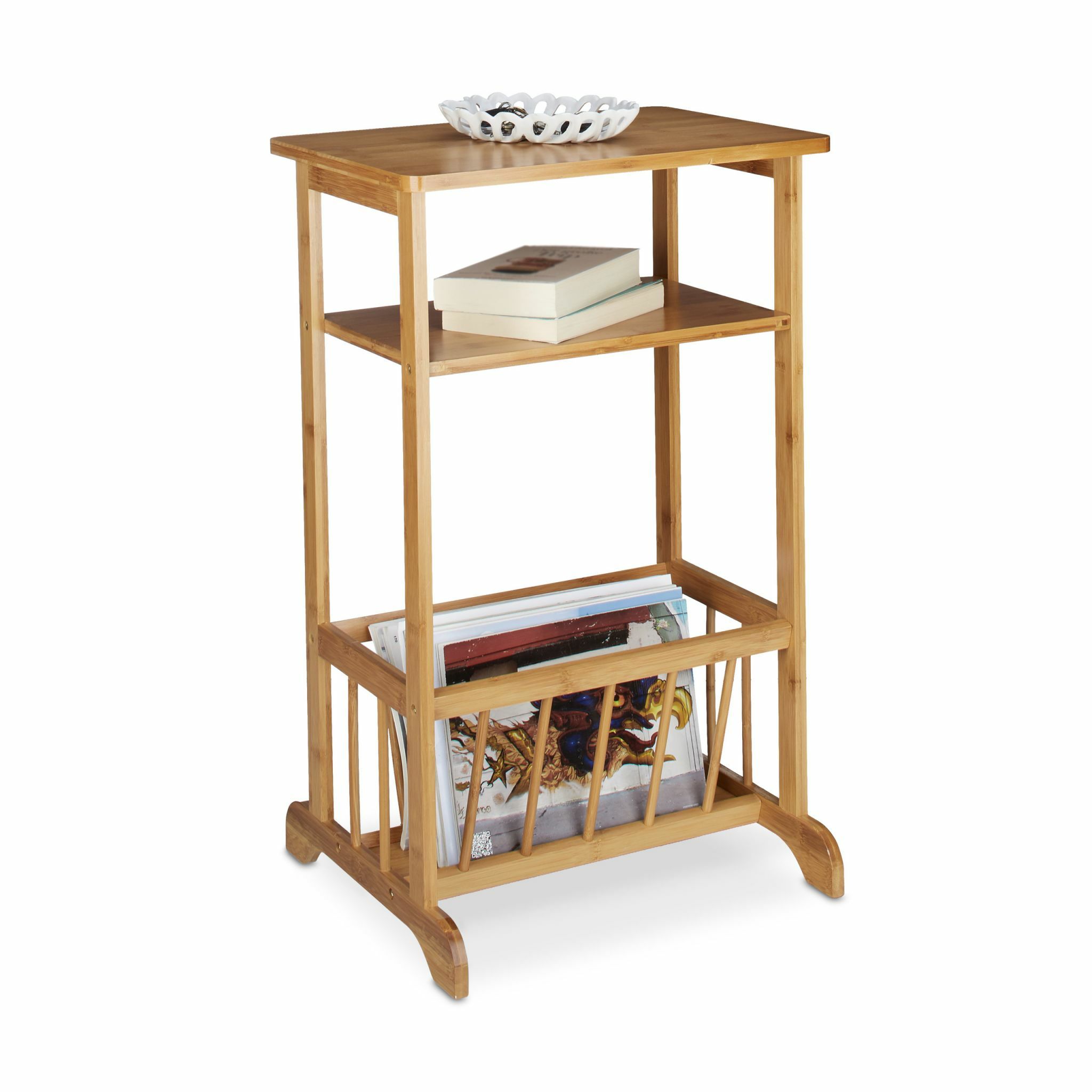 Relaxdays Bijzettafel - Bamboe - Lichtbruin - 71.5 cm