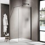 FortiFura Galeria Inloopdouche - 120x200cm - Mat Glas - Zwart Mat