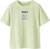 NAME IT Jongens T-shirt met korte mouwen, ronde hals, biologisch katoen, regular fit, limegroen, maat 146/152