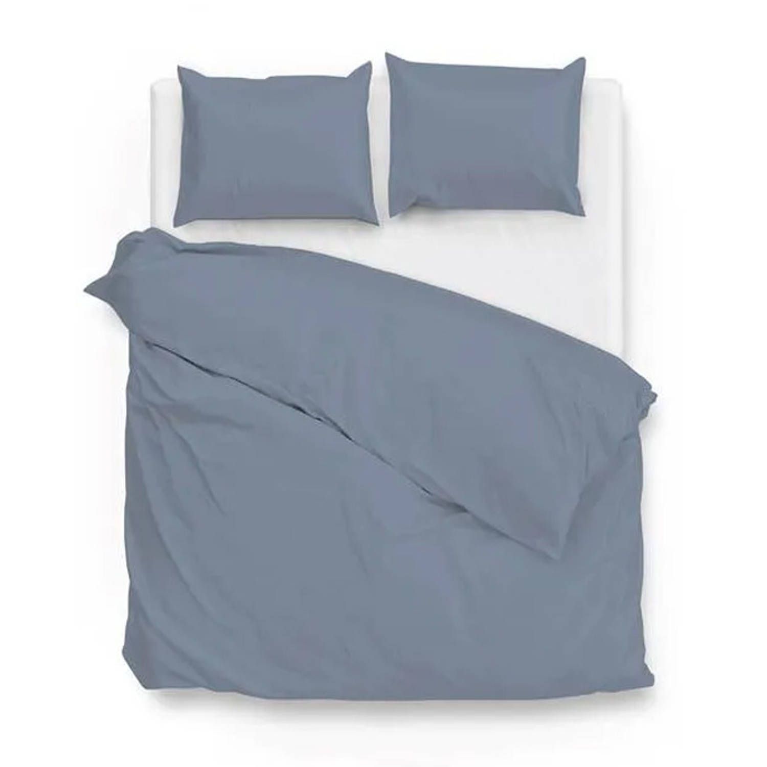 Zo!Home Satinado Dekbedovertrek - Eenpersoons - 140x200/220 cm - Riviera Blue - Blauw