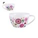 DRW Set van 4 porseleinen kommen met roze bloemen, 500 ml, beker: 12,5 x 12,5 x 8 cm