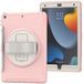 Hoes voor iPad 10,2 inch 9/8/7 gen (2019/2020/2021) met pensleuf, stootvaste antislip beschermhoes met draaibare houder handlus, roze