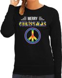 Bellatio Decorations Shoppartners Bv Merry Christmas peace foute Kersttrui - zwart - dames - S