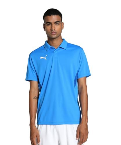 Puma TeamGoal Polo 658771 Heren Poloshirt Korte Mouw Regular Fit Katoen Logo Electric Blue Lemonade-Puma White-Puma Team Royal Maat S