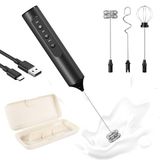 Elektrische melkopschuimer, draagbaar, 3-in-1 met draagtas, oplaadbaar met 3 instelbare snelheden, voor levensmiddelen, afneembare accessoires voor melk, koffie, elektrische melkopschuimer voor