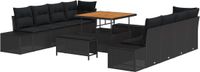 vidaXL Tuinbank Set Zwart Poly Rattan